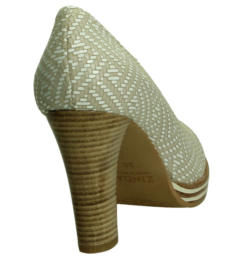 Zinda Licht Beige High Heels Pumps met Plateau in leer (194526)