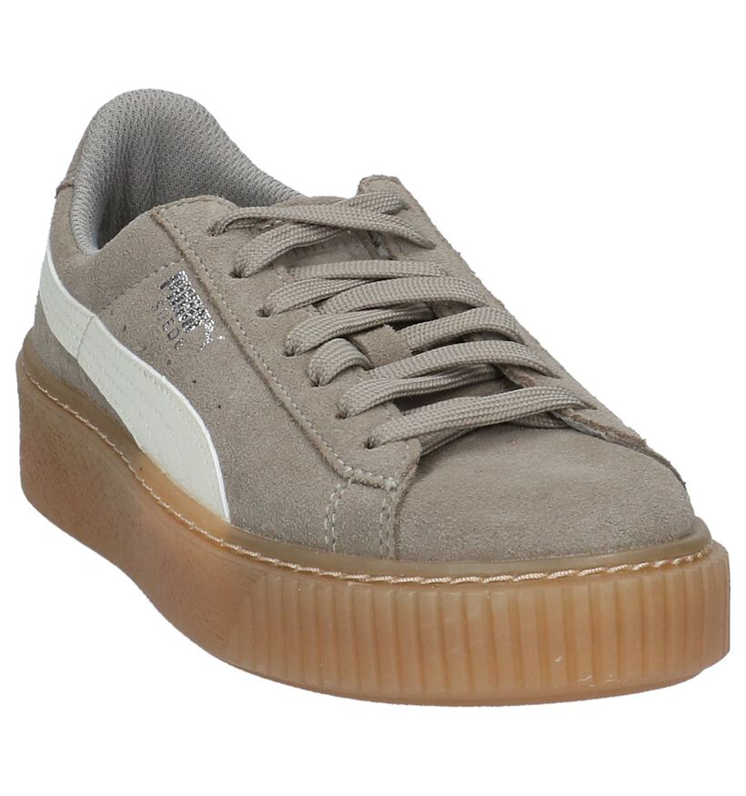 Puma Suede Platform Baskets basses en Gris en nubuck (209905)