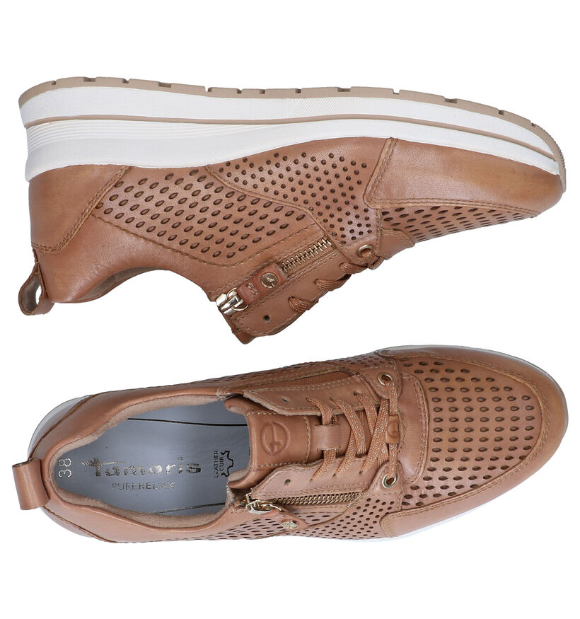 Tamaris Purerelax Cognac Veterschoenen in leer (289435)