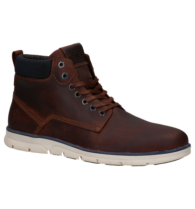 Jack & Jones Tubar Chaussures hautes en Brun en cuir (278341)