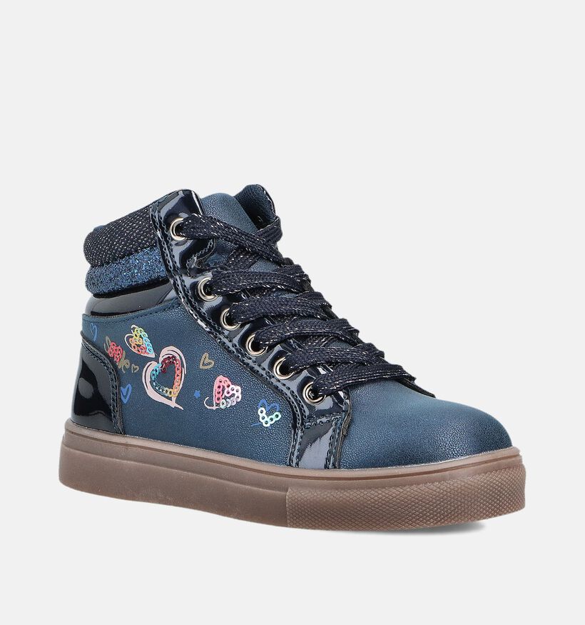 Milo & Mila Blauwe Veterboots voor meisjes (362899) - geschikt voor steunzolen