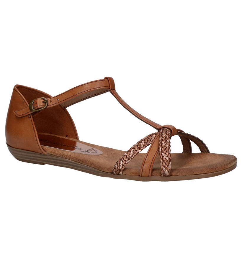 Tamaris Sandales plates en Cognac en cuir (269815)