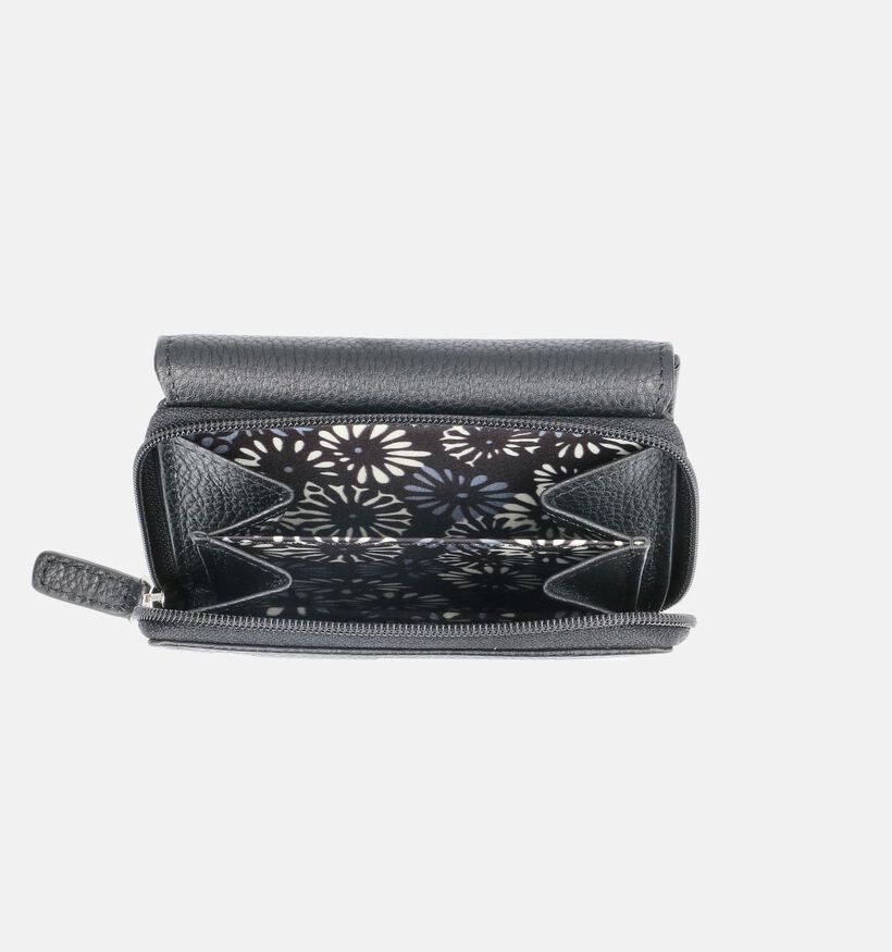 Euro-Leather Cardelli Porte-monnaie zipp&eacute; en Noir pour femmes (375942)