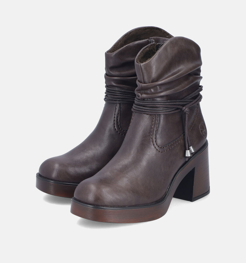 Rieker Bottines &agrave; talons en Brun fonc&eacute; pour femmes (379963)