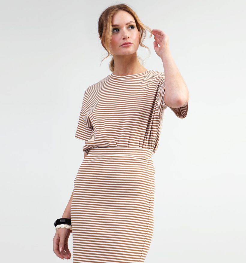 Vila Jada Bruine Gestreepte T-shirt voor dames (334636)
