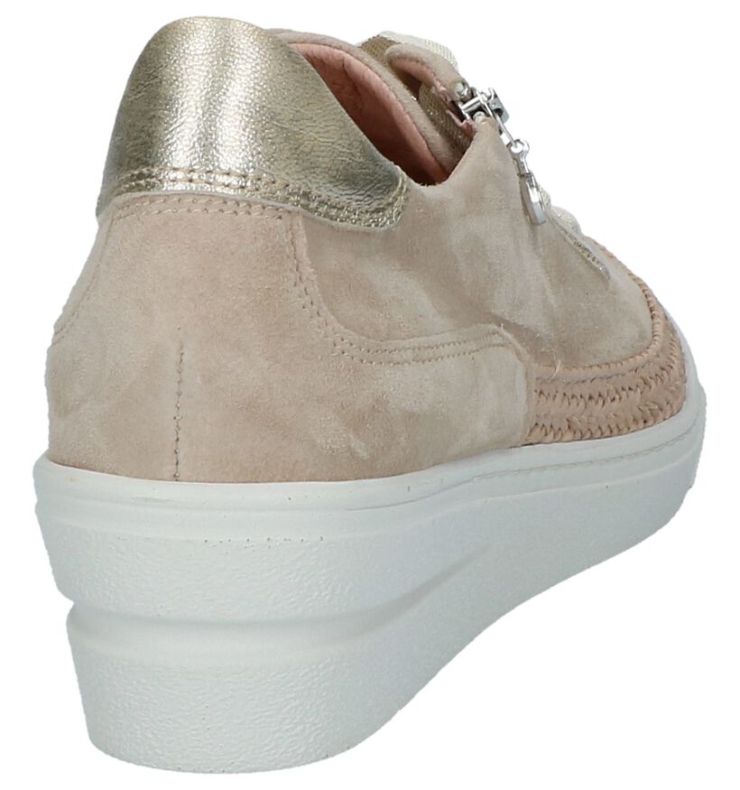 Beige Softwaves Veterschoenen Rits/Veter met Steentjes in daim (217171)