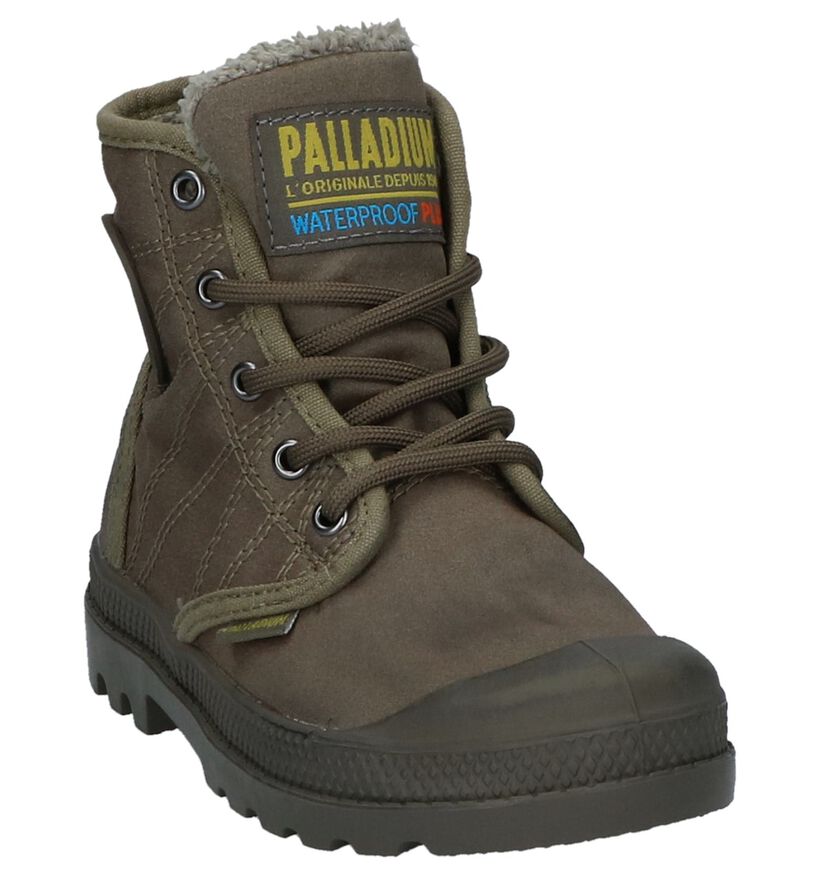 Palladium Pampa Kaki Boots met Rits/Veter in stof (231529)