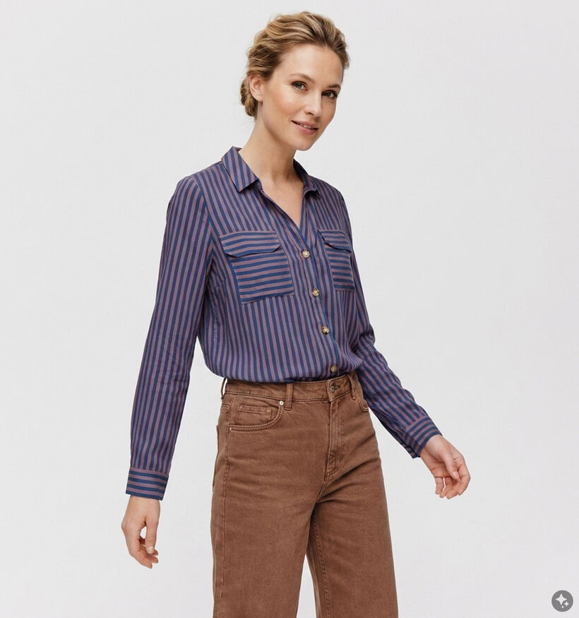 Vero Moda Bumpy Blouse en Bleu fonc&eacute; pour femmes (381311)