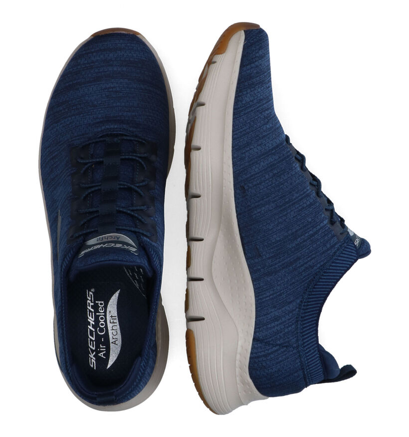 Skechers Arch Fit Waveport Baskets en Bleu pour hommes (334153) - pour semelles orthopédiques