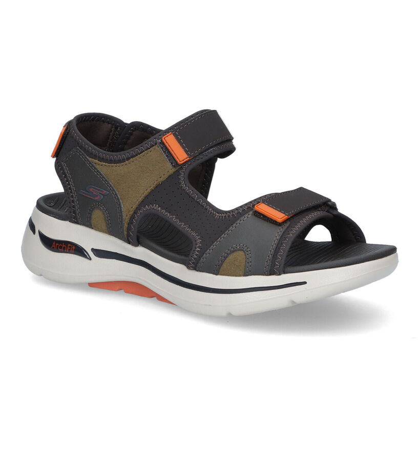 Skechers Go Walk Arch Fit Sandales en Marron en simili cuir (323037)
