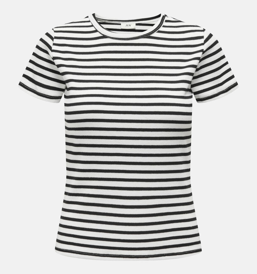 JDY Solar Zwart T-shirt met Witte strepen voor dames (345493)