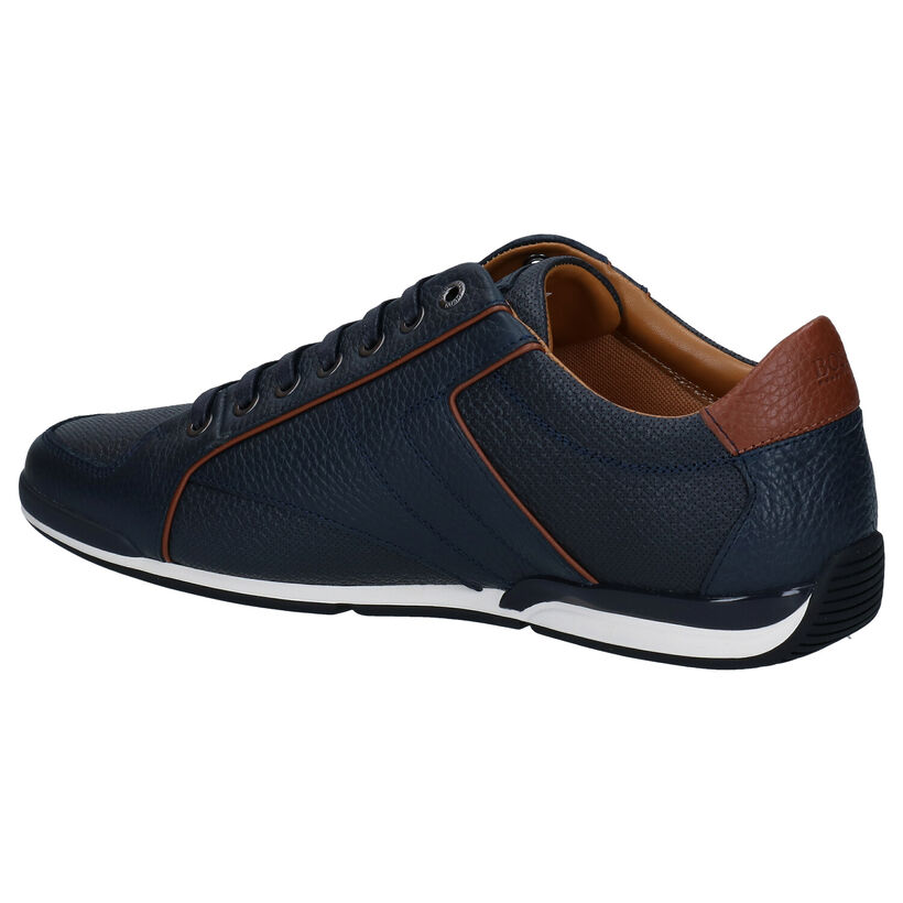 Hugo Boss Saturn Low Blauwe Veterschoenen in leer (296451)