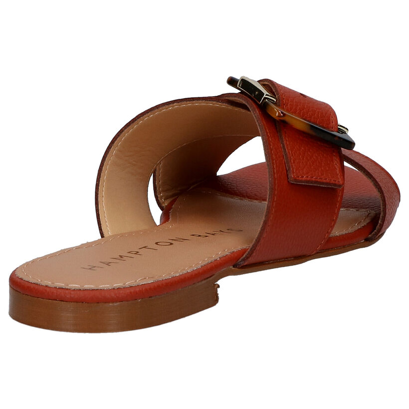 Hampton Bays Nu-pieds plates en Cognac en cuir (274126)