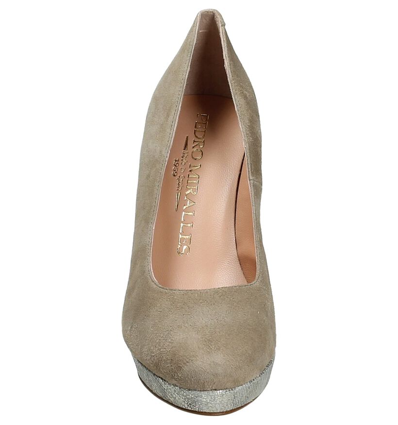 Beige High Heel Pumps Pedro Miralles in daim (178108)