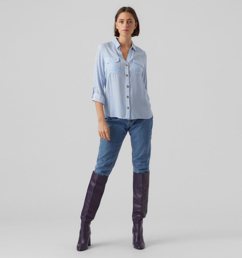 Vero Moda Bumpy Chemise rayé en brun pour femmes (330907)
