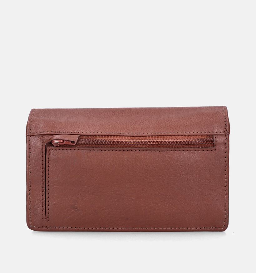 Euro-Leather Porte-monnaies zippé en Cognac pour femmes (365194)