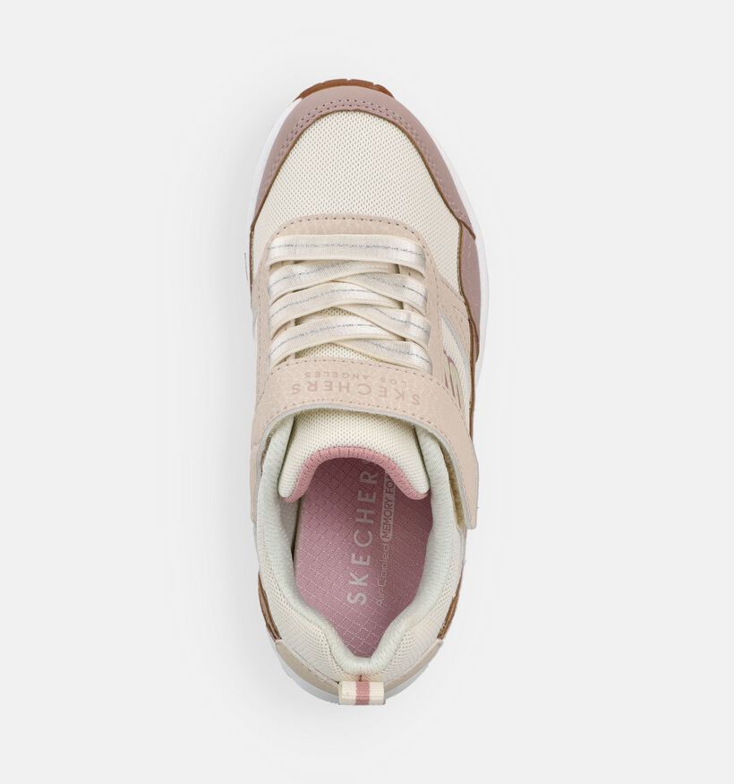Skechers Uno Mesh Pop Baskets basses en Ecru pour filles (375704) - pour semelles orthop&eacute;diques