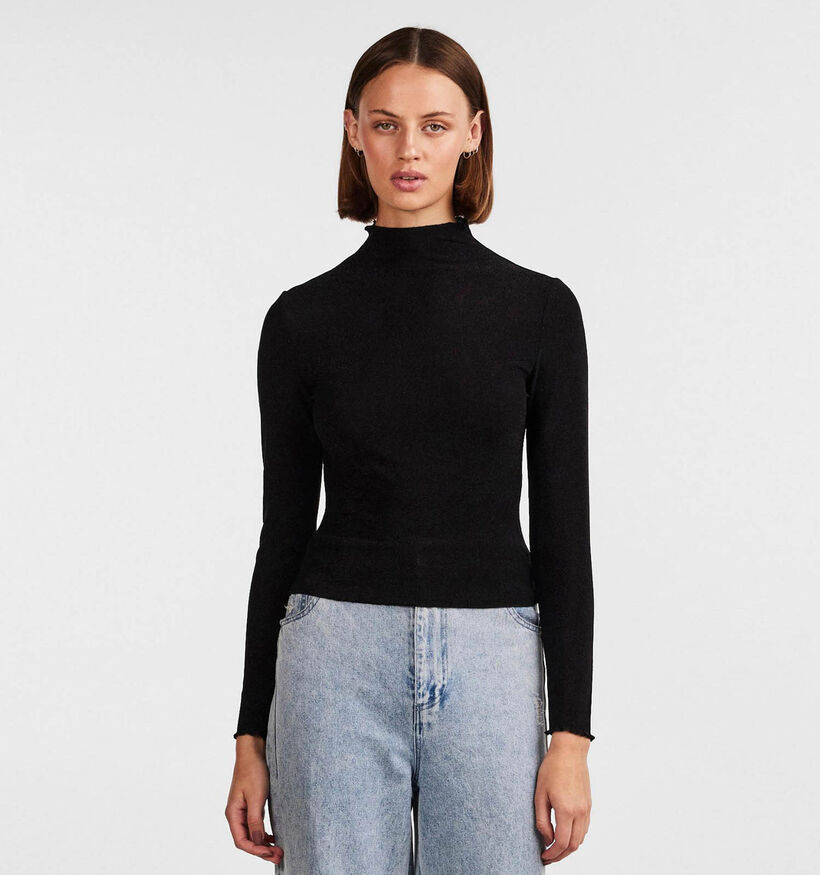 Pieces Sandra T-shirt manches longues en Noir pour femmes (348359)
