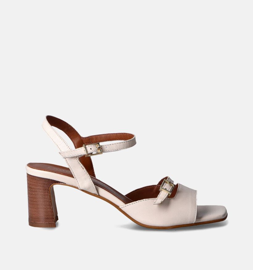 Laurent David Ecru Sandalen met blokhak voor dames (357837)