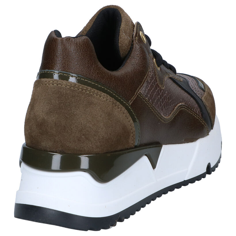 Bullboxer Baskets casual en Vert kaki en cuir (281543)