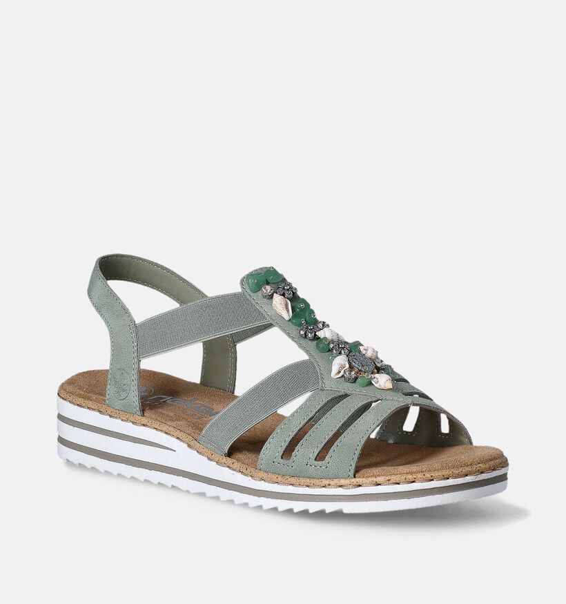 Rieker Sandales talon compensé en Vert pour femmes (354967)