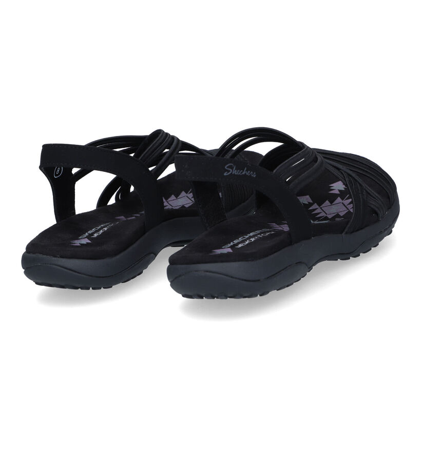Skechers Reggae Slim Simply Stretch Zwarte Sandalen in stof (310878)