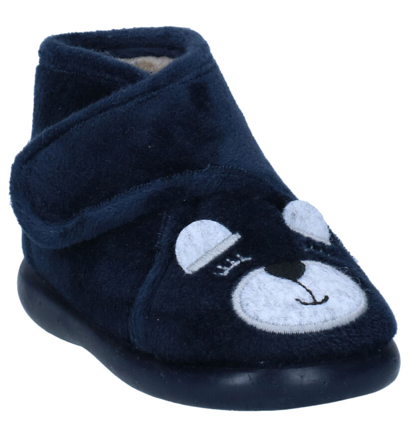 Milo & Mila Blauwe Pantoffels in stof (300000)