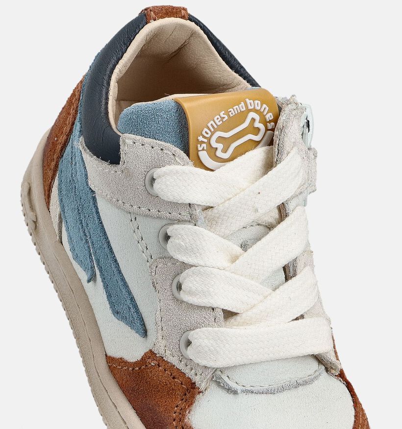 STONES and BONES Nomi Witte/Cognac Sneakers voor jongens (369610) - geschikt voor steunzolen