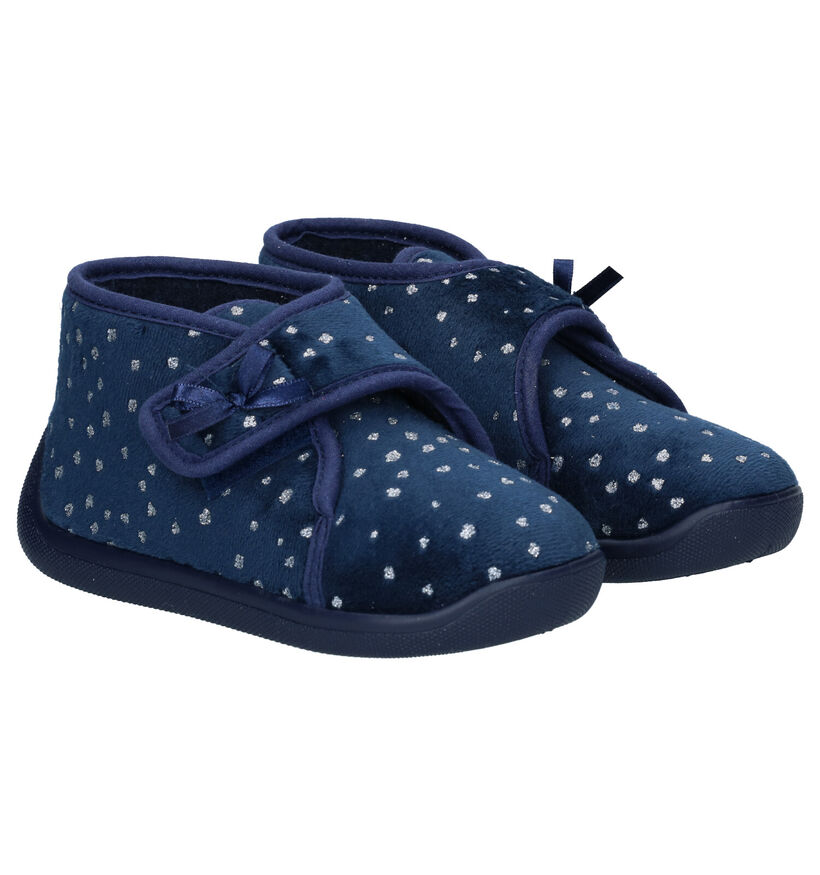 Milo & Mila Blauwe Pantoffels in stof (283934)
