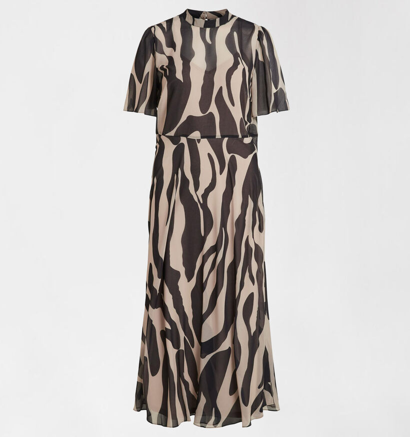 Vila Robe midi en Noir/Beige (309092)