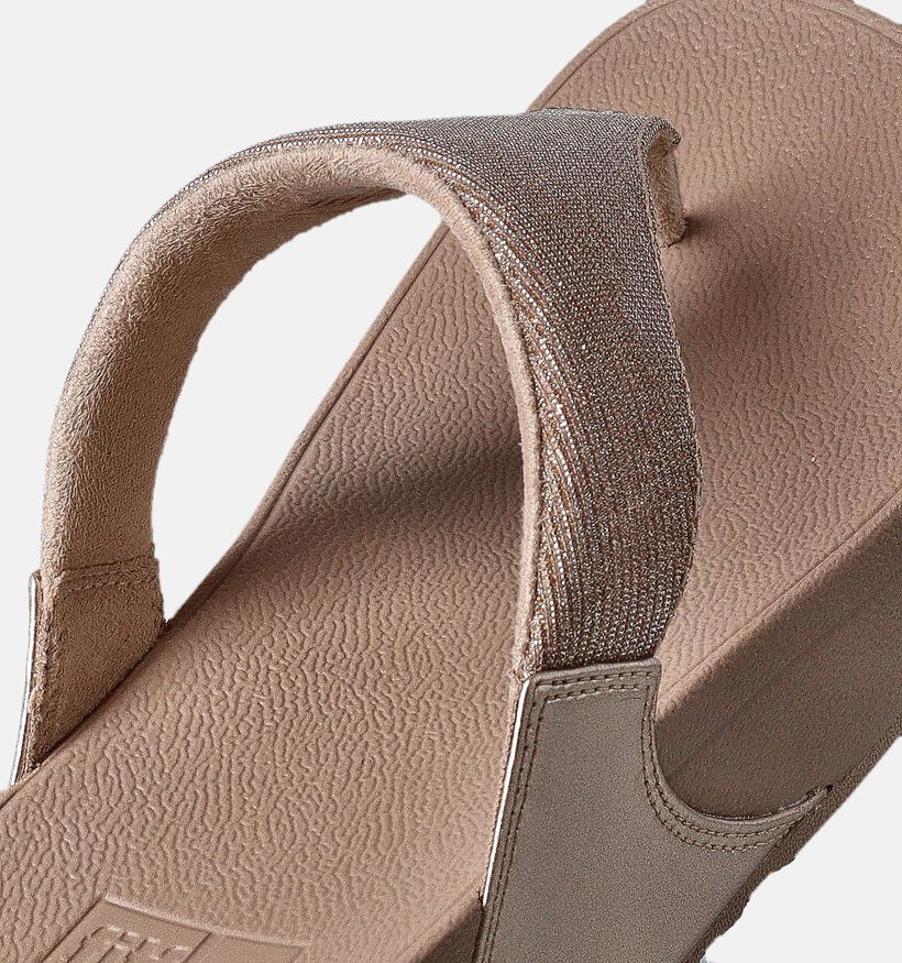 FitFlop Lulu Shimmerlux Toepost Beige Teenslippers voor dames (353638)