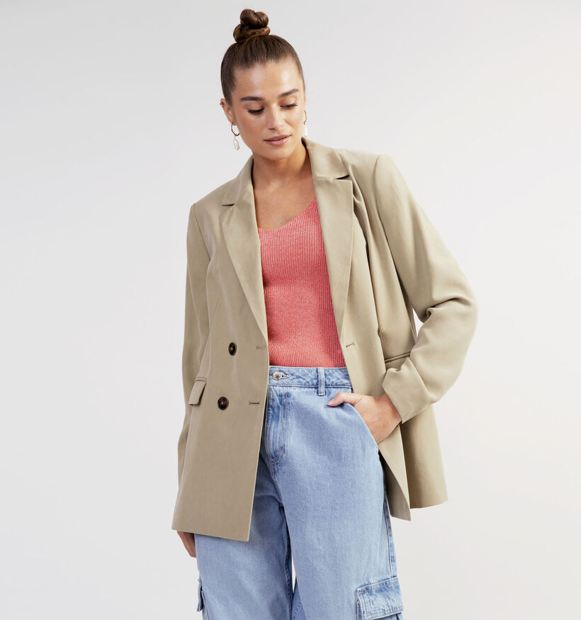 comma casual identity Kaki Double Breasted Blazer (327280)