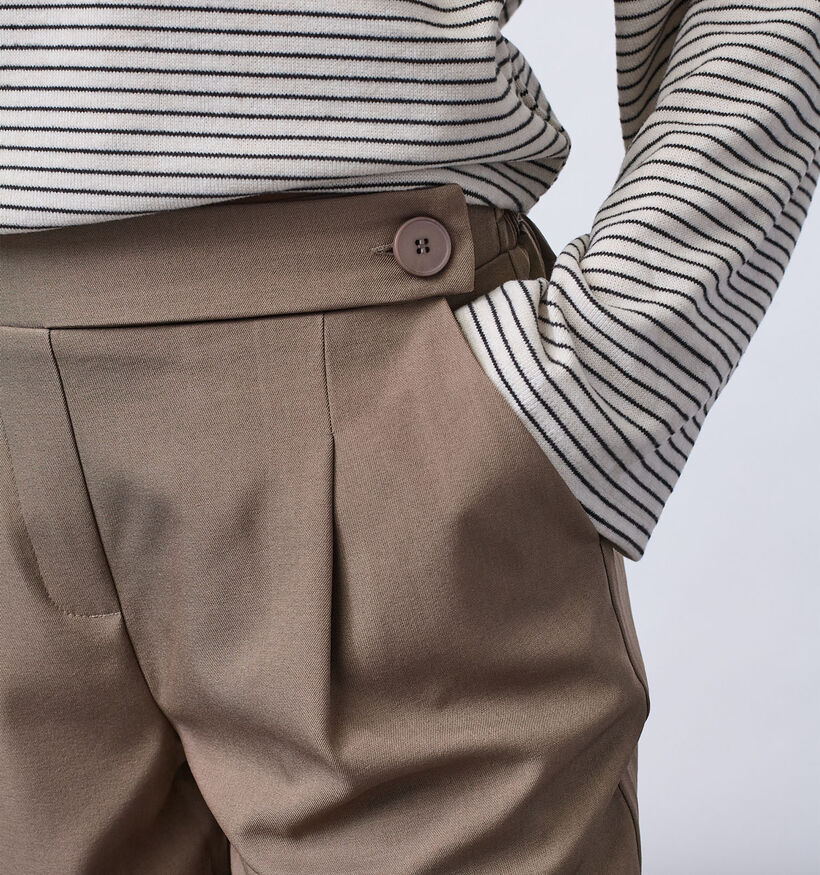 Sisters Point Viksa Pantalon classiques en Beige fonc&eacute; pour femmes (384434)