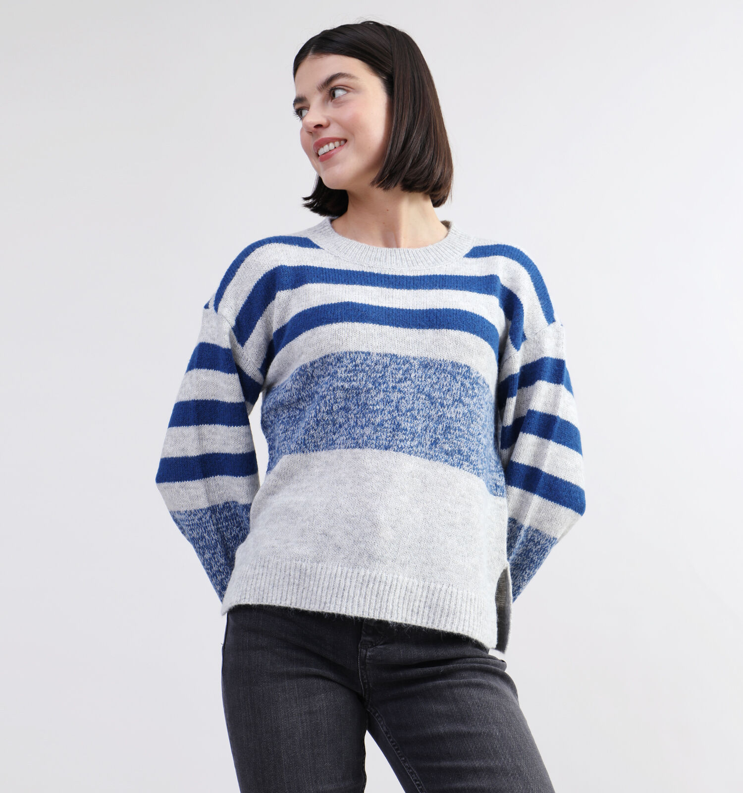 Vila Polana Crew Neck Grijze Trui Dames Truien Online op TORFS.BE
