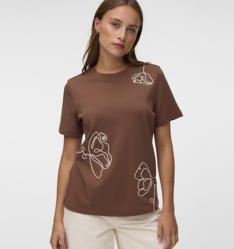 Vero Moda Irene Bruine T-shirt voor dames (377600)
