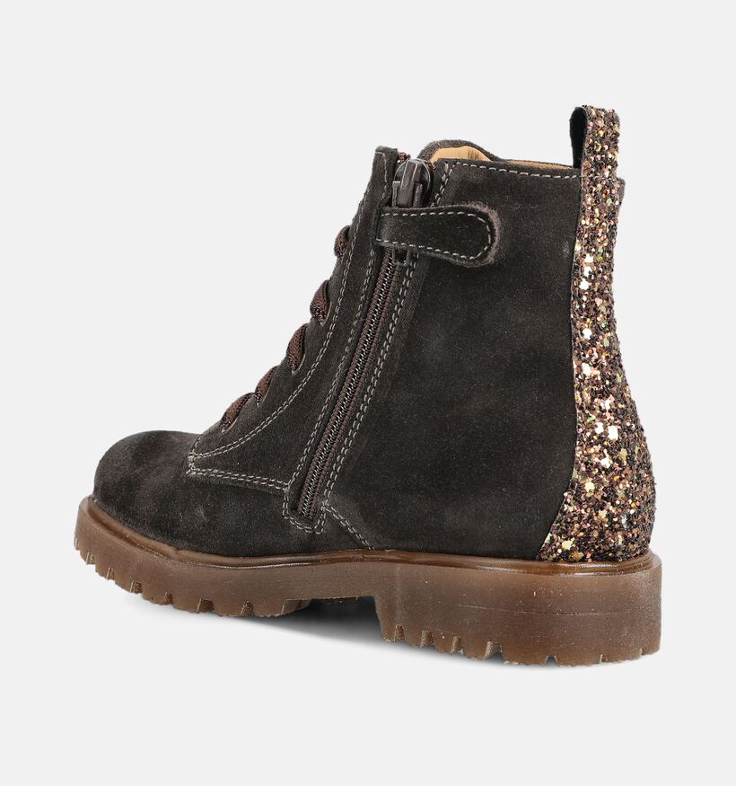 STONES and BONES Bench Boots &agrave; lacets en Brun fonc&eacute; pour filles (381399) - pour semelles orthop&eacute;diques