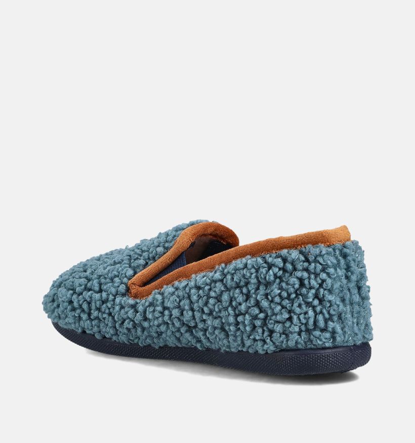 Milo & Mila Pantoufles fermées en Bleu/Orange pour filles, garçons (364932) - pour semelles orthopédiques