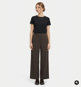 comma Pantalon de jogging en Brun fonc&eacute; pour femmes (379420)