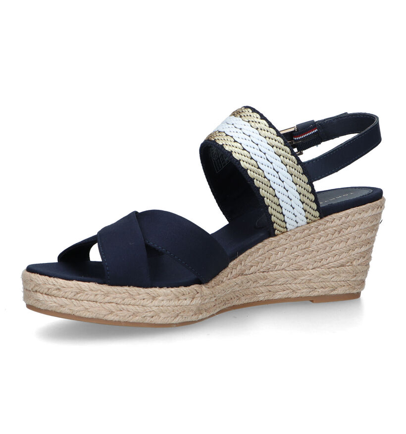 Tommy Hilfiger Golden Webbing Wedge Sandales en Bleu en textile (321017)