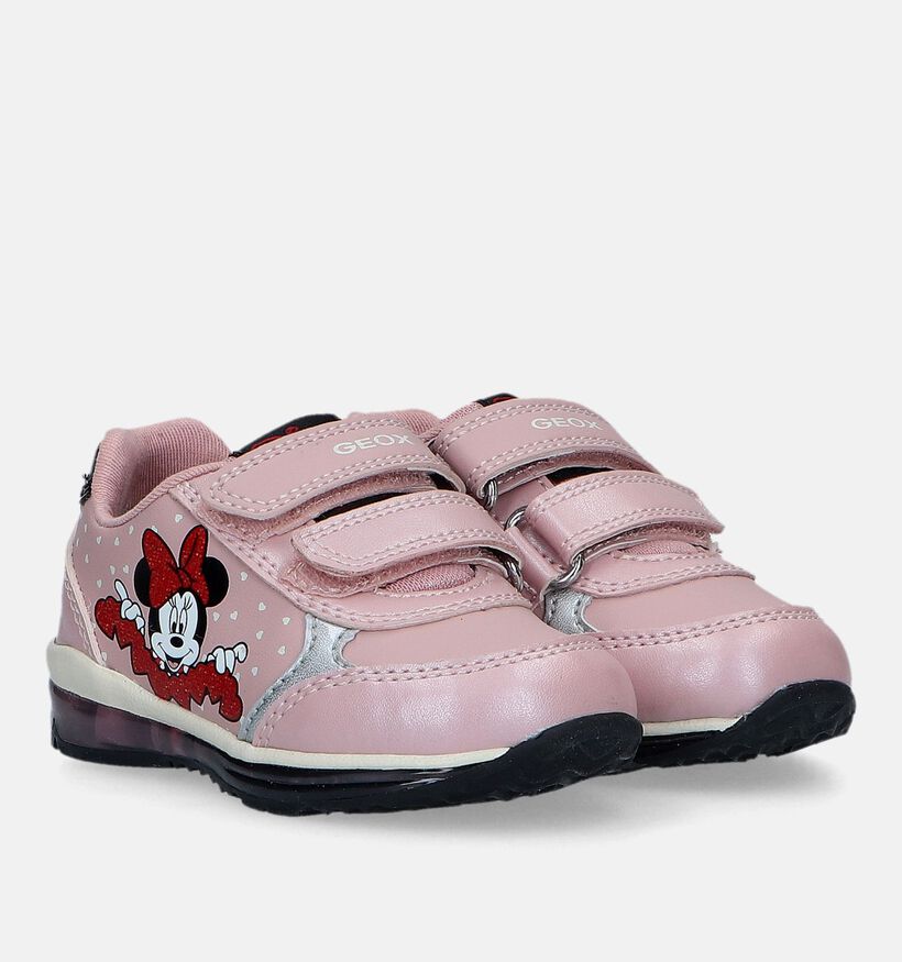 Geox Todo Baskets Minnie Mouse en Rose pour filles (330107) - pour semelles orthopédiques