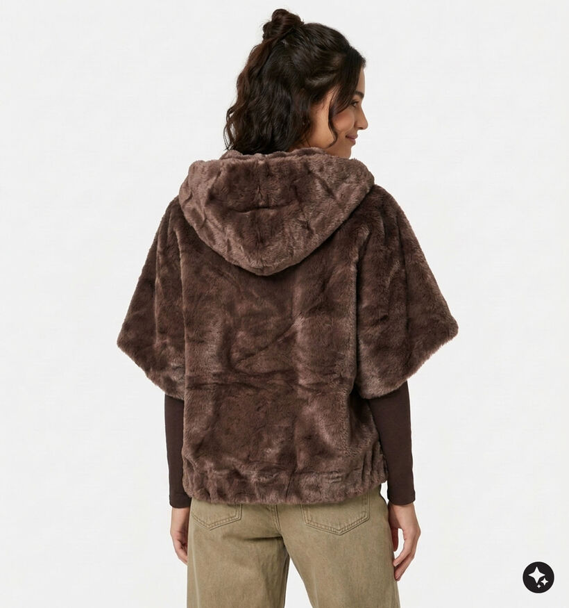 Laurent David Donkerbruine Fluffy Vest voor dames (382021)