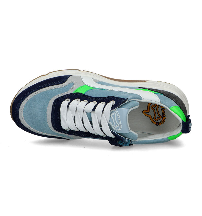 STONES and BONES Falcan Blauwe Veterschoenen in nubuck (325938)