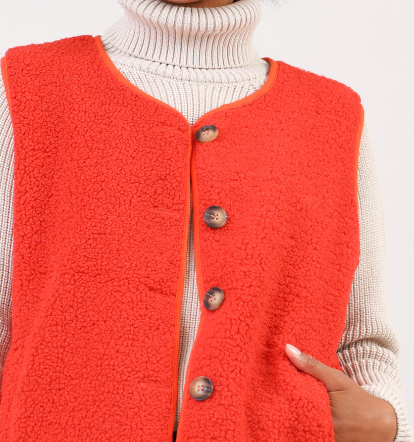 Dolce C. Veste duveteuse courte sans manches en Orange pour femmes (350617)