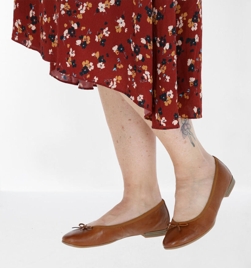 Tamaris TOUCH it Cognac Ballerina's in leer (277341)
