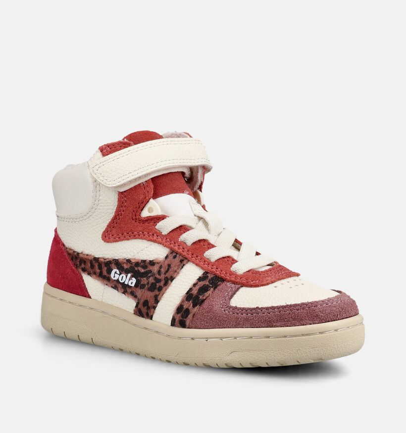 Gola Tallon Safari Strap Baskets montantes en Blanc/Rouge pour filles (376291) - pour semelles orthop&eacute;diques