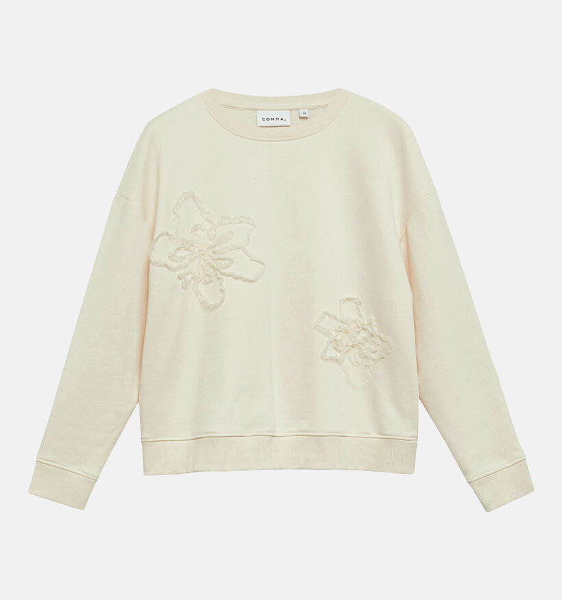 comma Embroidery Flower Sweatshirt en Beige pour femmes (373281)