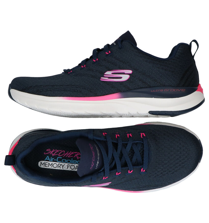 Skechers Ultra Groove Blauwe Sneakers in stof (290284)
