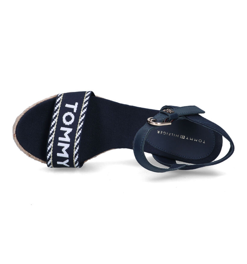 Tommy Hilfiger Seasonal Webbing Wedge Sandales en Bleu en cuir (321014)