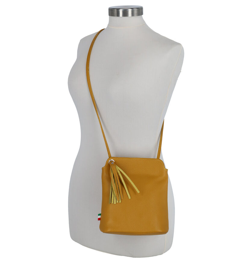 Time Mode Sac porté croisé en Jaune ocre en cuir (265457)