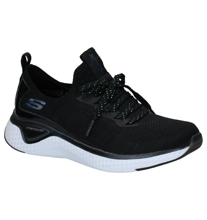 Skechers Solar Fuse Gravity Experience Zwarte Slip-on Sneakers in kunstleer (279342)